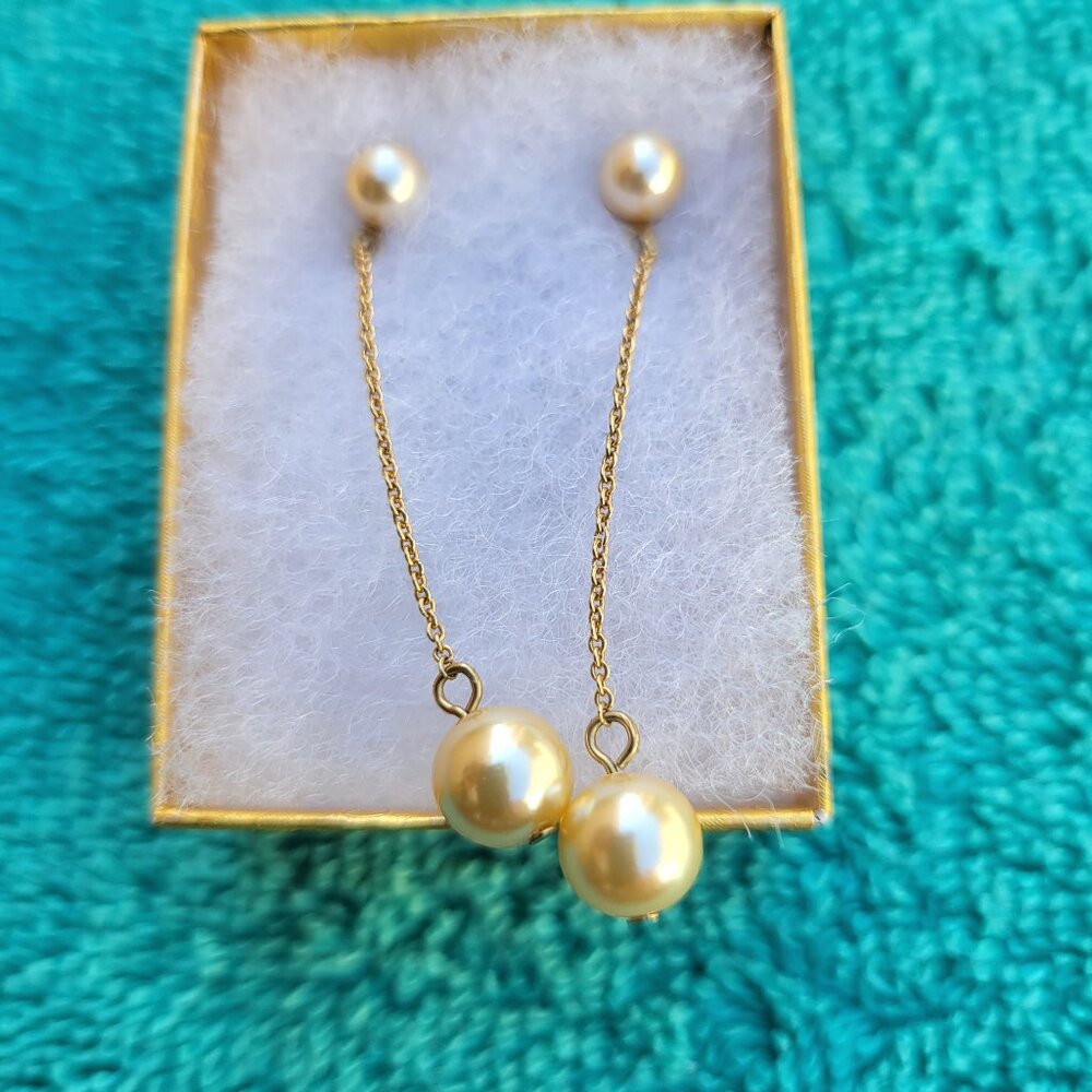 PEARL & GOLD DANGLE EARRINGS